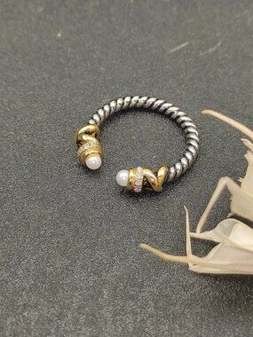 David Yurman Pearl and Cable-Twist Ring